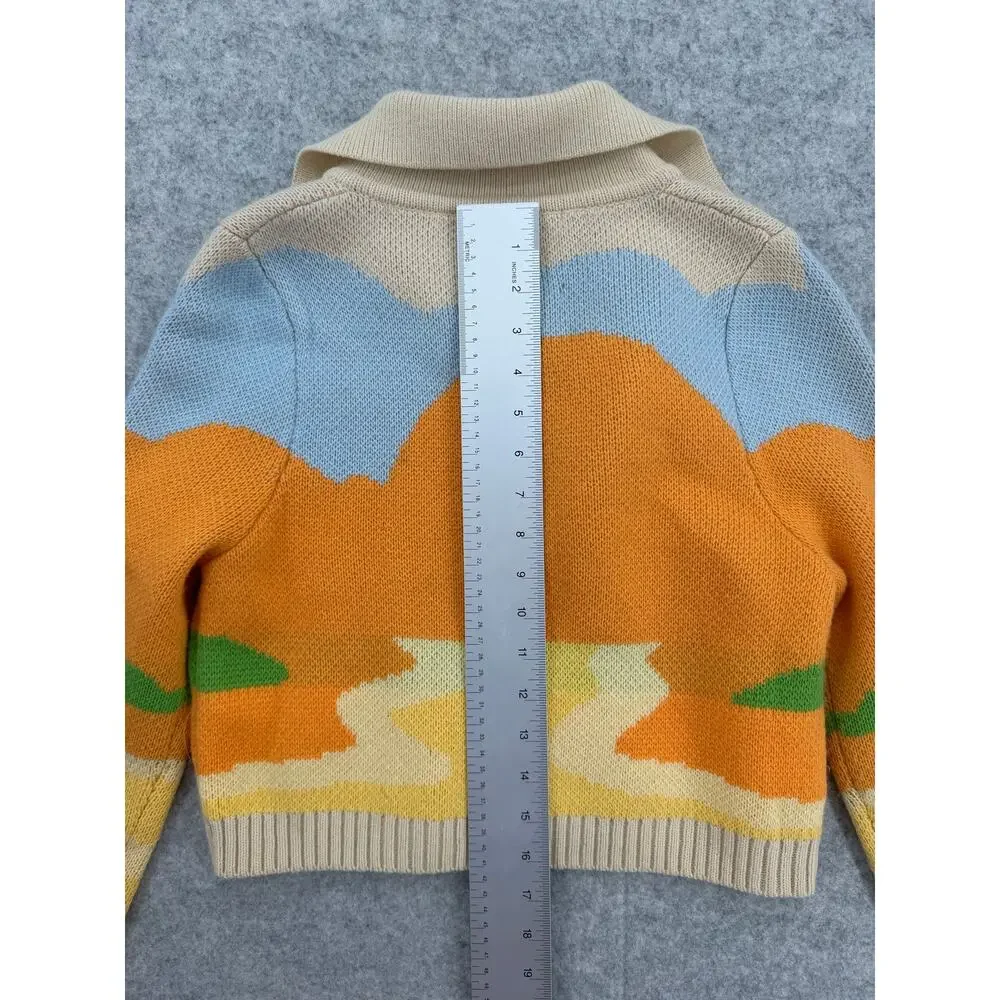 House of Sunny Day Tripper Jacquard Orange/Yellow Cardigan Size US 4 - Picture 14 of 14